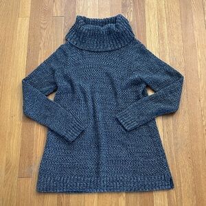 Women’s Marled Gray Knit Cotton Turtleneck Sweater
